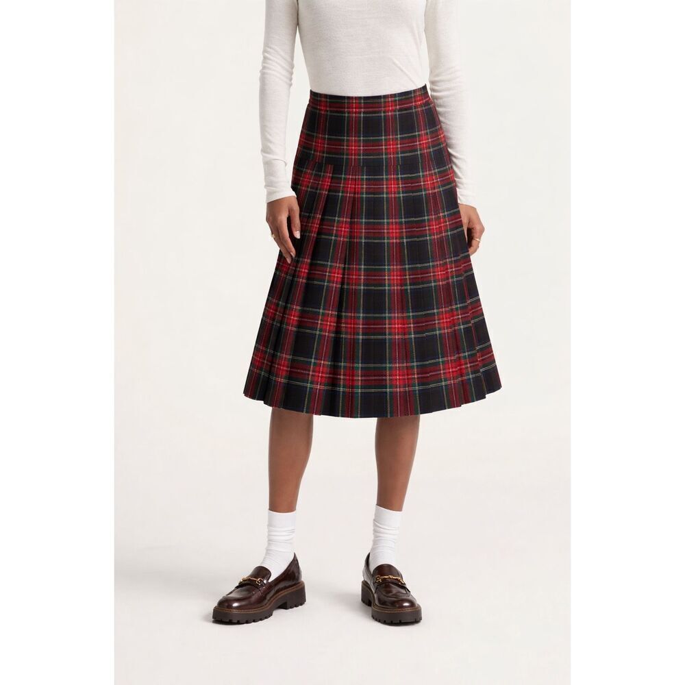 Vintage Authentic Pendleton Black Stewart Tartan Plaid Skirt Size 16
